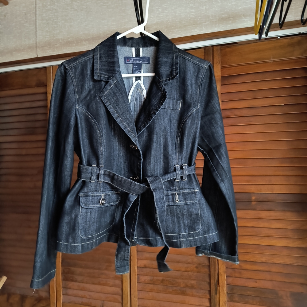 Baccini Dark Denim Belted Women's Jacket